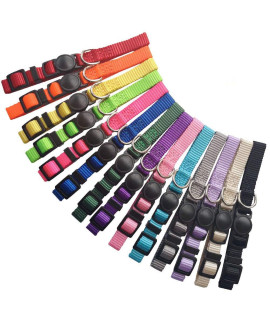 14 PcS Puppy ID collars Nylon Soft Identification colorful Adjustable Breakaway Safety Whelping Litter collars for Pups with Record Keeping charts 14pcsSet (M)