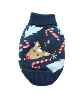 DOGGIE DESIGN Combed Cotton Ugly Reindeer Holiday Dog Sweater (Small)