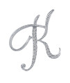 Liasun 26 Letters Brooches Silver Plated Metal Broaches Pins-Clear Crystal Initial Breastpin (1Pcs-K)