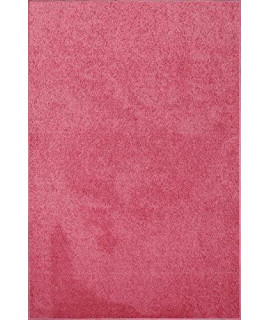 Ambiant Pet Friendly Solid Color Area Rugs Pink - 15 X 225 Mat (18X27)