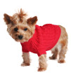 DOGGIE DESIGN Combed Cotton Cable Knit Dog Sweater - Fiery Red (X-Small)