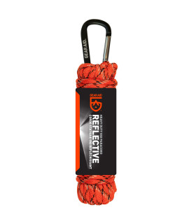 gEAR AID 550 Paracord and carabiner, 7 Strand Utility cord for camping and Survival, Orange Reflective, 30 ft