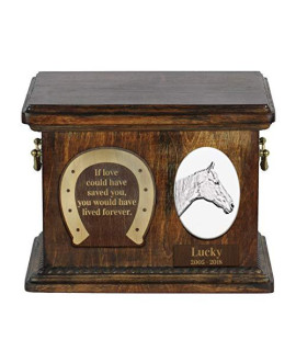 Retired Race Horse Urn For Horse Ashes Memorial With Ceramic Plate And Sentence - Artdog Personalized