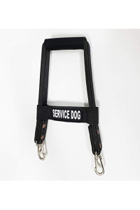 ActiveDogs Leather Snap-On Service Dog 8" Bridge Handle + Reflective Service Dog ID Band w/ Neoprene Padded Handle