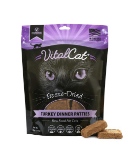 Vital Essentials Vital Cat Freeze Dried Turkey Mini Patties Cat Food - USA Made - All Natural - 8 oz.