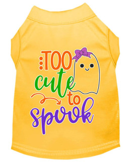 Mirage Pet Products Too cute to Spook-girly ghost Screen Print Dog Shirt Yellow Med
