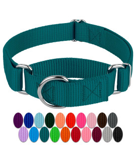 Country Brook Petz - Teal Martingale Heavy Duty Nylon Dog Collar - 21 Vibrant Color Options (1 Inch Width, Large)