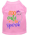 Mirage Pet Products Too cute to Spook-girly ghost Screen Print Dog Shirt Light Pink
