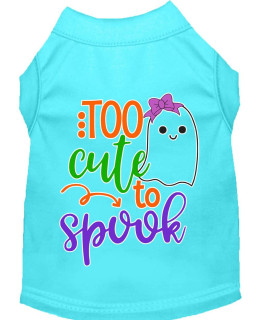 Mirage Pet Products Too cute to Spook-girly ghost Screen Print Dog Shirt Aqua XS
