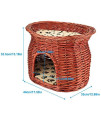 Zerone 2 Layers Cat Bed Cave, Rattan Wicker Cat Pet Sleeping Bed Play House Handmade Cat Basket Bed Cave with Soft Cusions, 17.32 x 12.99 x 13.19inch