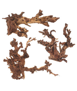 PINVNBY Natural Aquarium Driftwood Assorted Branches Reptile Ornament for Fish Tank Decoration Pack of 3