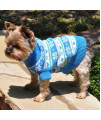 DOGGIE DESIGN Combed Cotton Snowflake Hearts Dog Sweater (X-Large, Blue)