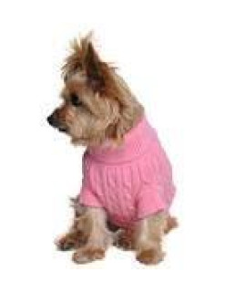 DOGGIE DESIGN Combed Cotton Cable Knit Dog Sweater - Candy Pink