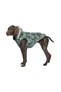 Canada Pooch Dog Winter Vest with Water-Resistant Insulation Down Jacket for Warmth Comfortable Winter Dog Coat with Fleece Lining Easy On Velcro Closure - Green Camo/Size 20