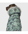 Canada Pooch Dog Winter Vest with Water-Resistant Insulation Down Jacket for Warmth Comfortable Winter Dog Coat with Fleece Lining Easy On Velcro Closure - Green Camo/Size 20