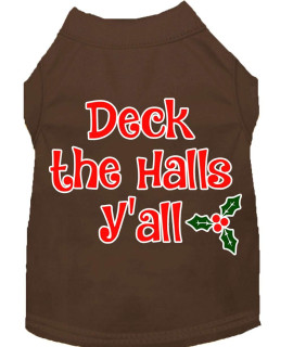 Mirage Pet Products Deck The Halls Yall Screen Print Dog Shirt Brown XS