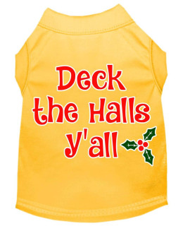 Mirage Pet Products Deck The Halls Yall Screen Print Dog Shirt Yellow Med