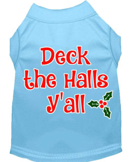 Mirage Pet Products Deck The Halls Yall Screen Print Dog Shirt Baby Blue XXL