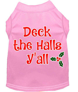 Mirage Pet Products Deck The Halls Yall Screen Print Dog Shirt Light Pink Med