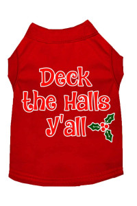 Mirage Pet Products Deck The Halls Yall Screen Print Dog Shirt Red Sm