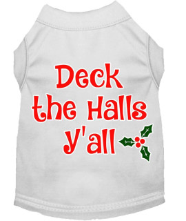 Mirage Pet Products Deck The Halls Yall Screen Print Dog Shirt White Med