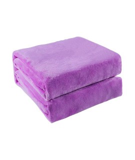 Uxcell Flannel Fleece Blanket Full Size - Soft Lightweight Plush Microfiber Bed Blanket For Sofa Or Couch Machine Washable Blankets Fleeces Light Purple 70X78 Inch