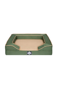 Sealy Dog Bed Lux Elite Pet Dog Bed, Quad Layer Technology with Memory Foam, Orthopedic Foam, Cooling Energy Gel Machine Washable Cover, Small, Military Green, 93812
