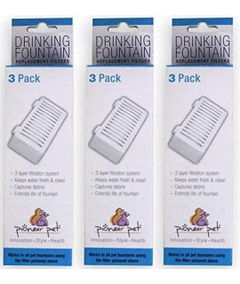 Pioneer Pet 3 Pack of T-Shaped Filter for Food, Water and Serene Fountain