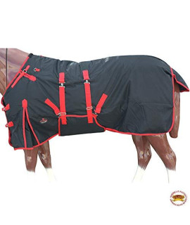 HILASON 66" 1200D Poly Turnout Horse Winter Belly Wrap Sheet Black
