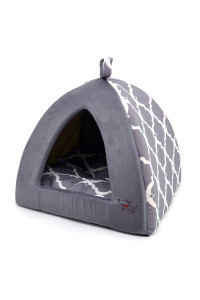 Linen Tent Bed for Pets - Gray Lattice, X-Large