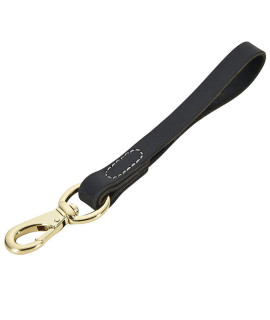 Fairwin Leather Short Dog Leash 1216 - Short Dog Traffic Lead Leash For Large Dogs Training And Walking (Width: 34) (Black-12)