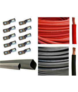 WindyNation WNI 2 AWg 2 gauge 20 Feet Black 20 Feet Red Battery Welding Pure copper Ultra Flexible cable 5pcs of 516 5pcs 38 copper cable Lug Terminal connectors 3 Feet Heat Shrink Tubing
