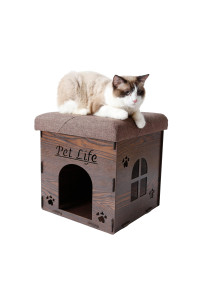 Pet Life cat House Furniture Bench, Dark Wood