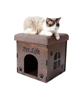 Pet Life cat House Furniture Bench, Dark Wood