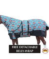 HILASON 66" 1200D Winter Horse Blanket W/Neck Cover Belly Wrap Turquoise