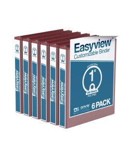 EasyView Premium 1-Inch Binders with clear-View covers, 3-Ring Binders for School, Office, or Home, colored Binder Notebooks, Pack of 6, Round Ring, Burgundy