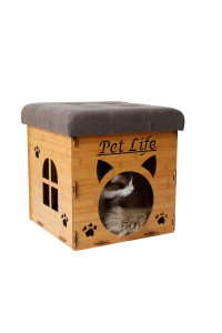 Pet Life cat House Furniture Bench, Light Wood