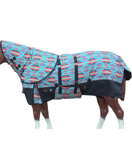 HILASON 75" 1200D Winter Horse Blanket W/Neck Cover Belly Wrap Turquoise 75 in