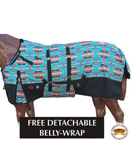 HILASON 84" 1200D Winter Waterproof Horse Blanket Belly Wrap Turquoise