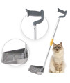 iPrimio Scoop Monster Cat Litter Stand Up Scooper - Adjustable Length Handle Upto 34 inch - Super Large Shovel - Makes Fast Sifting (Silver)