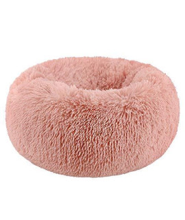 Bodiseint Modern Soft Plush Round Pet Bed For Cats Or Small Dogs, Mini Medium Sized Dog Cat Bed Self Warming Autumn Winter Indoor Snooze Sleeping Cozy Kitty Teddy Kennel (20A D X 8 H, Pink)
