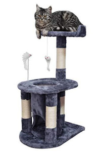WIKI 29.5" Tall Fashion Design Small Cat Tree with Tunnel,Grey