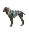 Canada Pooch Dog Winter Vest with Water-Resistant Insulation Down Jacket for Warmth Comfortable Winter Dog Coat with Fleece Lining Easy On Velcro Closure - Green Camo/Size 14