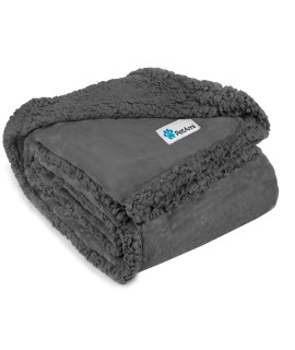 PetAmi WATERPROOF Dog Blanket for Bed Couch Sofa | Waterproof Dog Bed Cover for Large Dogs, Puppies | Grey Sherpa Fleece Pet Blanket Furniture Protector | Reversible Microfiber | 80" x 60" (Gray/Gray)