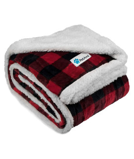 PetAmi Dog Blanket, Sherpa Dog Blanket | Plush, Reversible, Warm Pet Blanket for Dog Bed, Couch, Sofa, Car (Checker Red, 60x80 Inches)