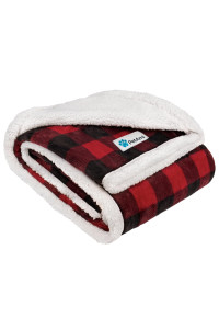 PetAmi Dog Blanket, Sherpa Dog Blanket | Plush, Reversible, Warm Pet Blanket for Dog Bed, Couch, Sofa, Car (Checker Red, 60x40 Inches)