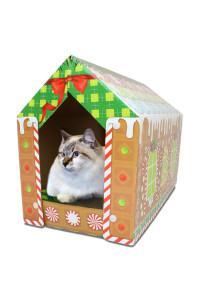 ASPCA Festive Cat Scratch House w/ Catnip, Cat Tunnel, Christmas Wands & Toys