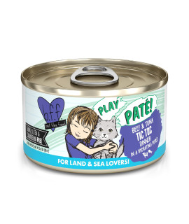 B.F.F. PLAY - Best Feline Friend PatLovers, Aw Yeah!, Beef & Tuna Tic Toc with Beef & Tuna, 2.8oz Can (Pack of 12)