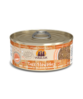Weruva Classic Cat Stews!, Taco Stewsday with Beef, Chicken & Salmon in Gravy, 5.5oz Can (Pack of 8)