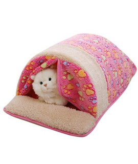 Tent Bed for Small Dogs Cats Cave Detachable Pets House Winter Warm Nest Bed Sleeping Mat Pad Puppy Kennels by Inkach (M, Pink)